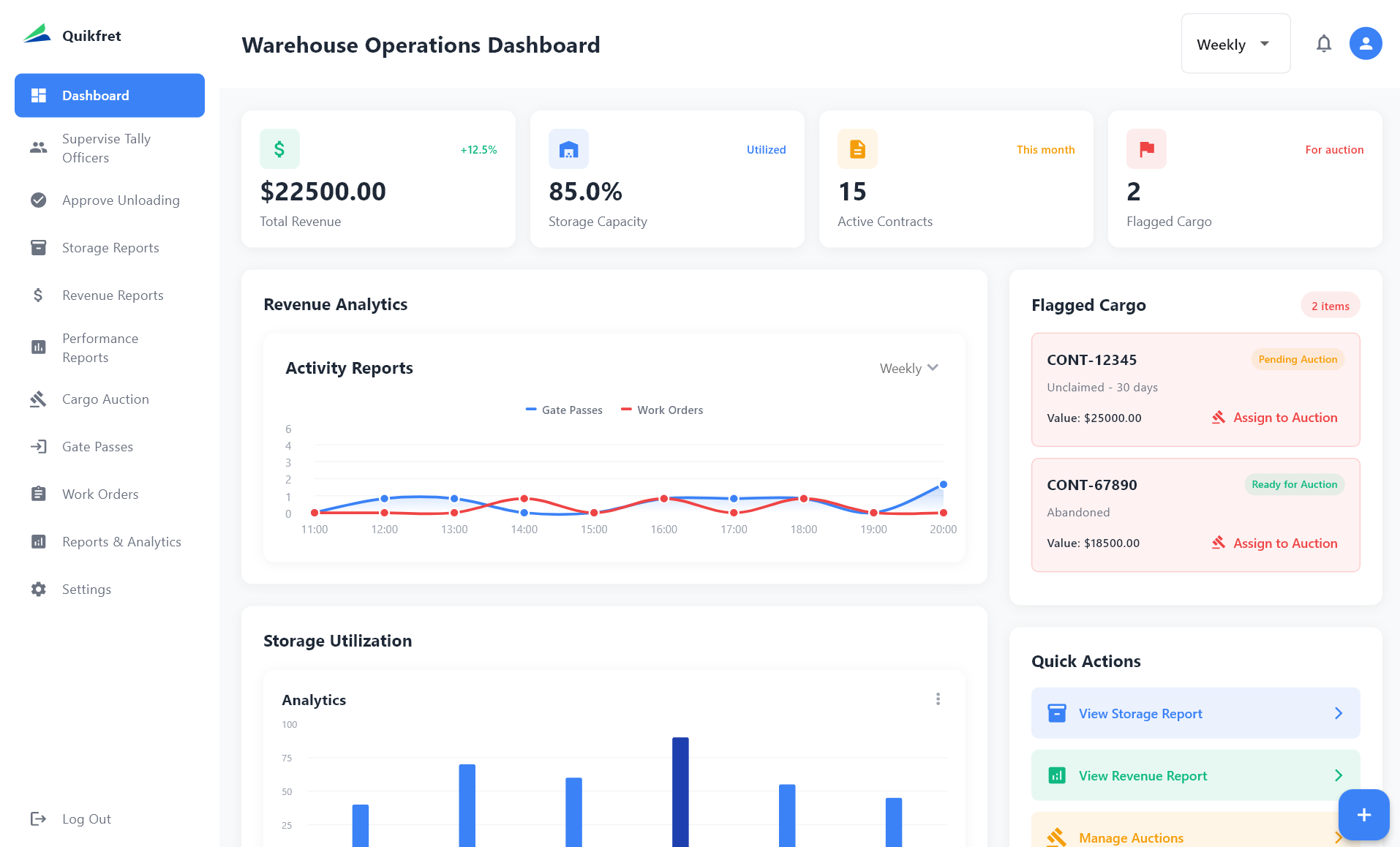 Warehouse Operator Dashboard